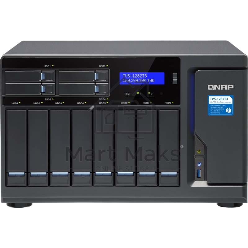 Сетевое хранилище без дисков SMB QNAP TVS-1282T3-i7-64G NAS 8 tray 3,5