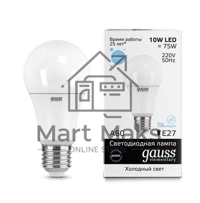 Лампа светодиодная LED Elementary A60 10Вт E27 6500К Gauss 23230