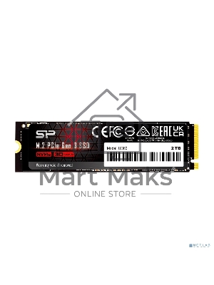 Накопитель SSD Silicon Power UD80, 1Tb, PCIe 3.0 x4, M.2 2280, NVMe, R/W 3400/3000