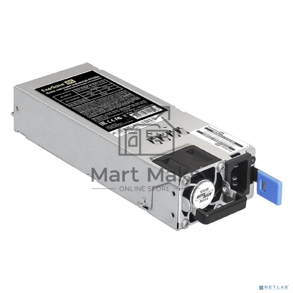 Серверный блок питания2U Redundant 2x550W ExeGate EX292321RUS Industrial-RTS550 (APFC, КПД 94% (80 PLUS Platinum), 4 cm fan, 24pin, 2x(4+4)pin, 2PCIe, 2SATA, 6IDE, Cable Management)