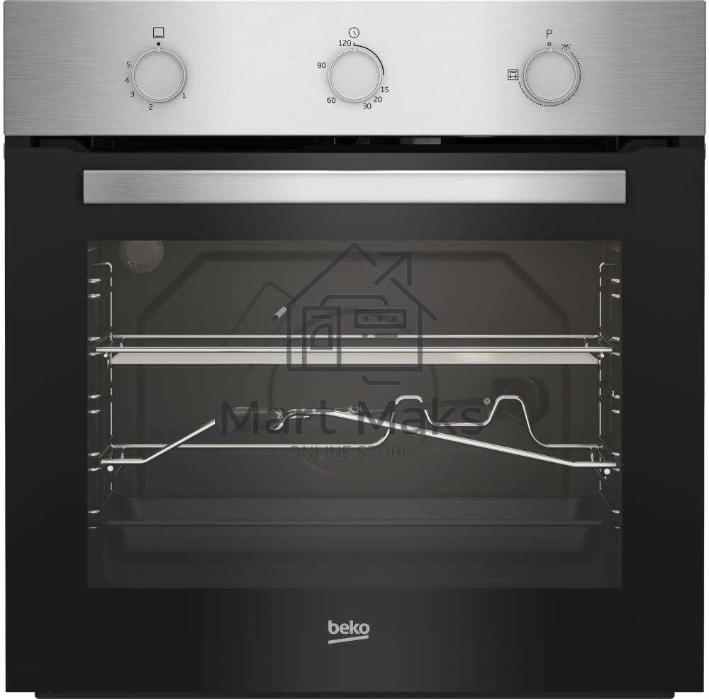 Газовый духовой шкаф Beko BBIGT21100X с откидным электрическим грилем; автоматический электроподжиг; поворотные переключатели; металлические направляющие; объем - 72л; 3 стекла дверцы; 1 решетка; 1 противень; вертел. Цвет Нержавеющая сталь; Материал панел