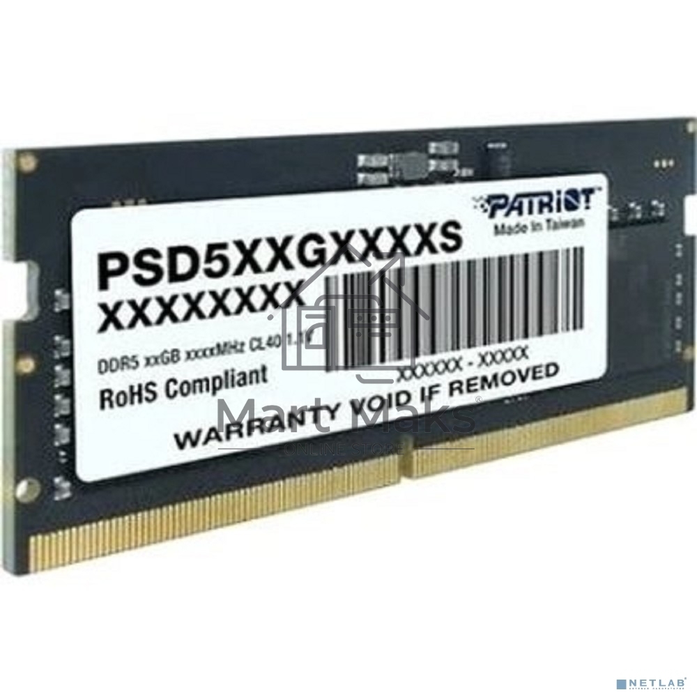 Оперативная память Patriot Signature, DDR5, 16GB (1x16 GB), 5600 MHz, CL46, SO-DIMM