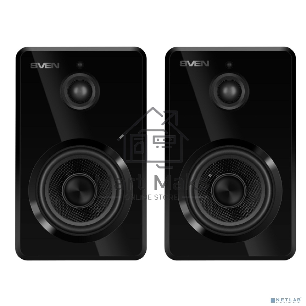 Акустическая система SVEN SPS-730 2.0 черные (2x25Вт, экокожа, USB/SD, пульт ДУ, Bluetooth)
