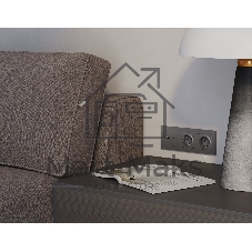 Комплект механизма розетки ALFA Антрацит серый 2USB A+C 20W (быстрая зарядка) QUANT (AP6610, VM177) MA661010
