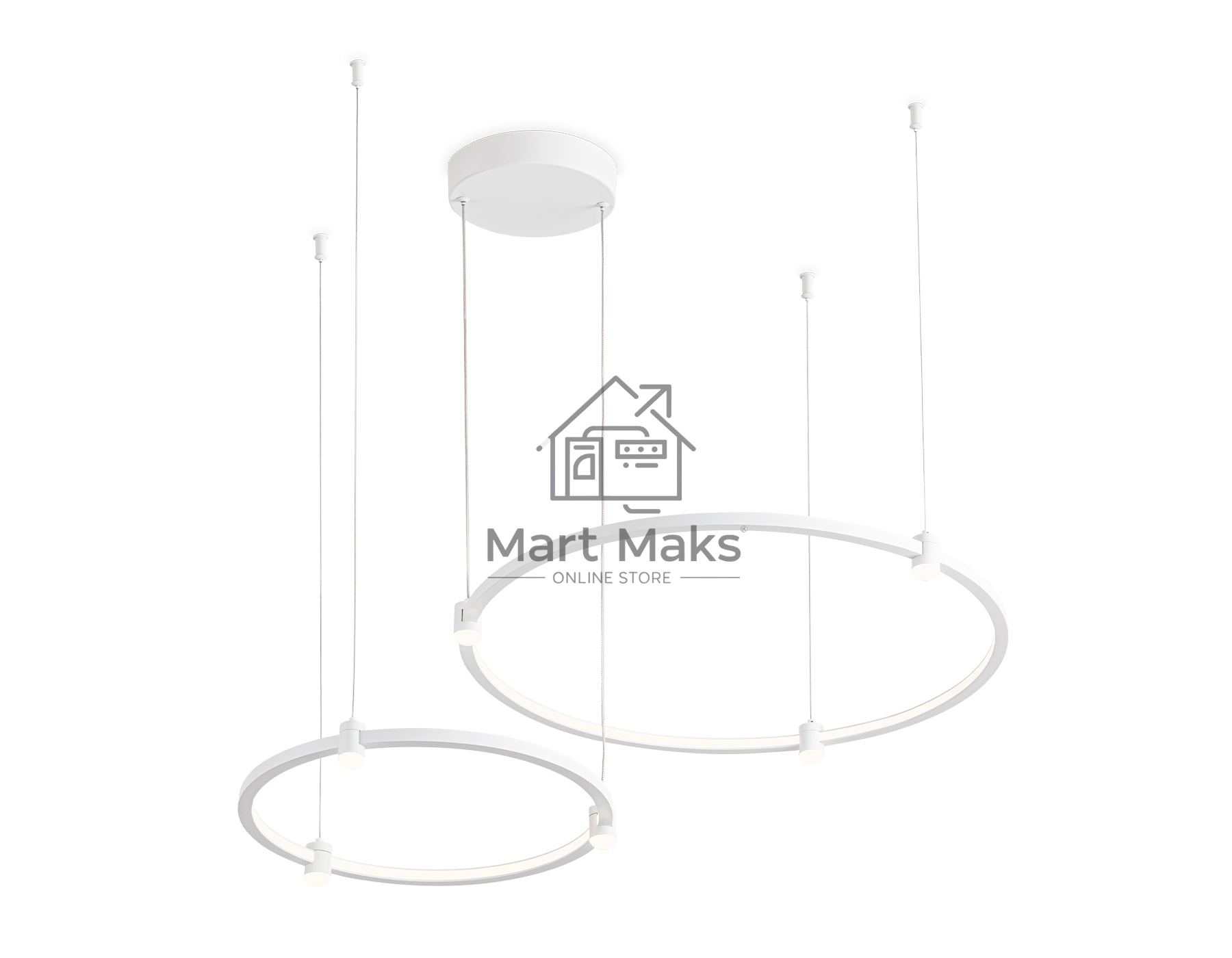 Подвесной светодиодный светильник Ambrella light FL5521/2+6 WH белый 45W 3000K/4200K/6400K D600/400*1300 (без ПДУ)