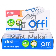 Ластик Deli EH03110 Offi 60x24x12мм ПВХ белый, индивидуальная картонная упаковка