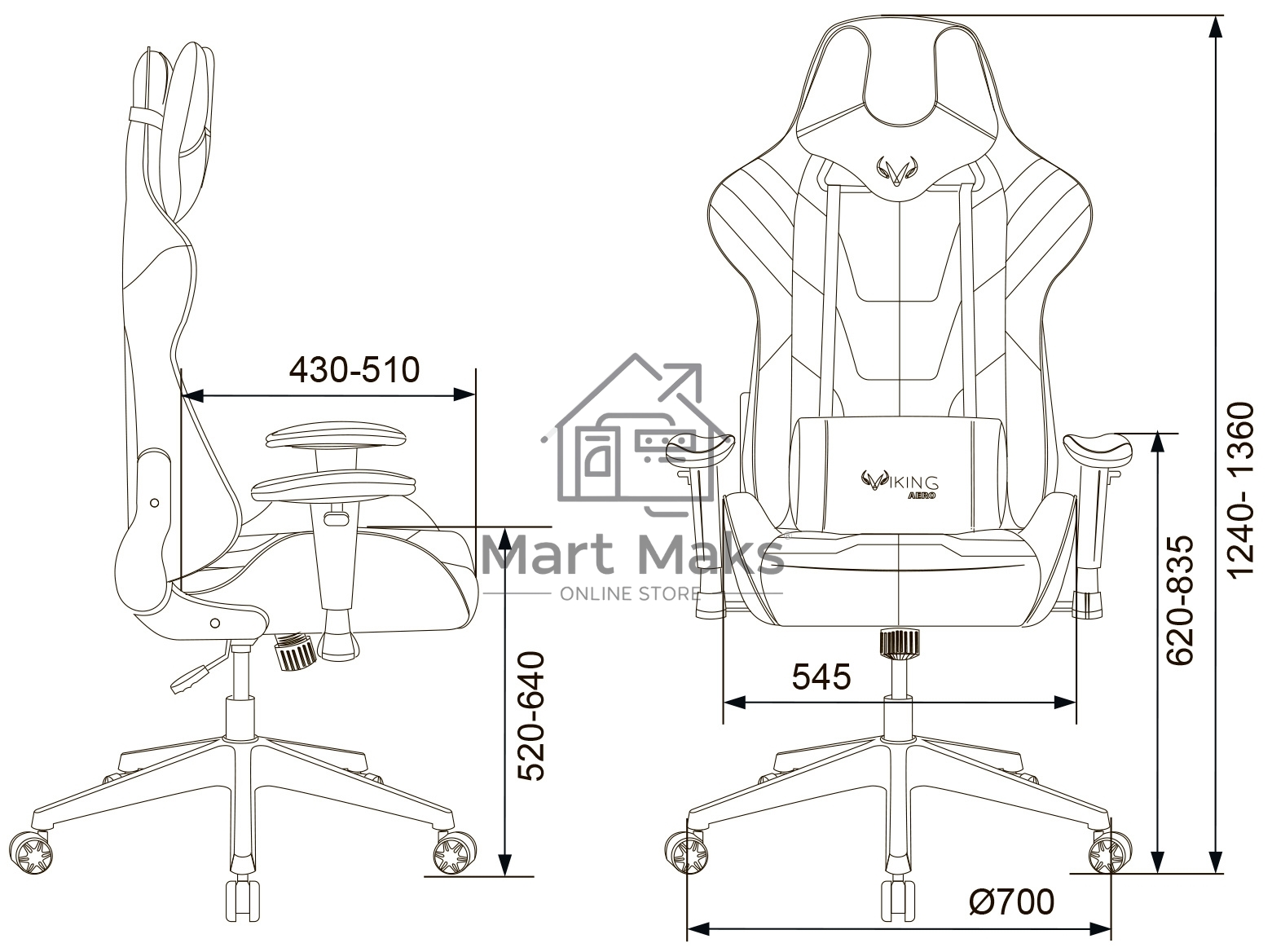Кресло игровое Бюрократ VIKING 4 AERO BLUE черный/синий, искусст.кожа/ткань, две подушки