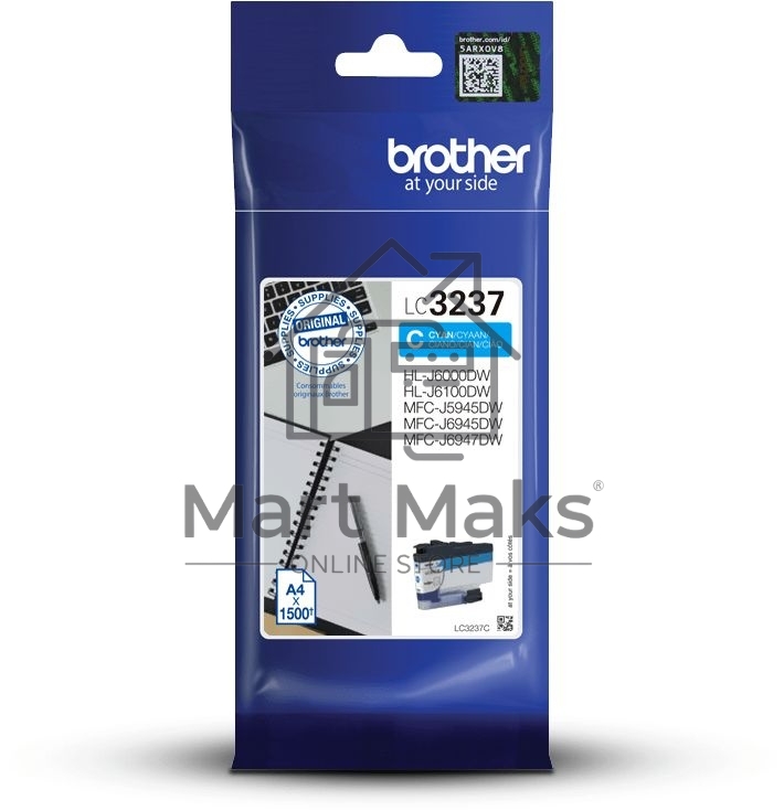 Картридж струйный Brother LC3237C голубой (1500 стр.) для HLJ6000DW, MFCJ5945DW, MFCJ6945DW