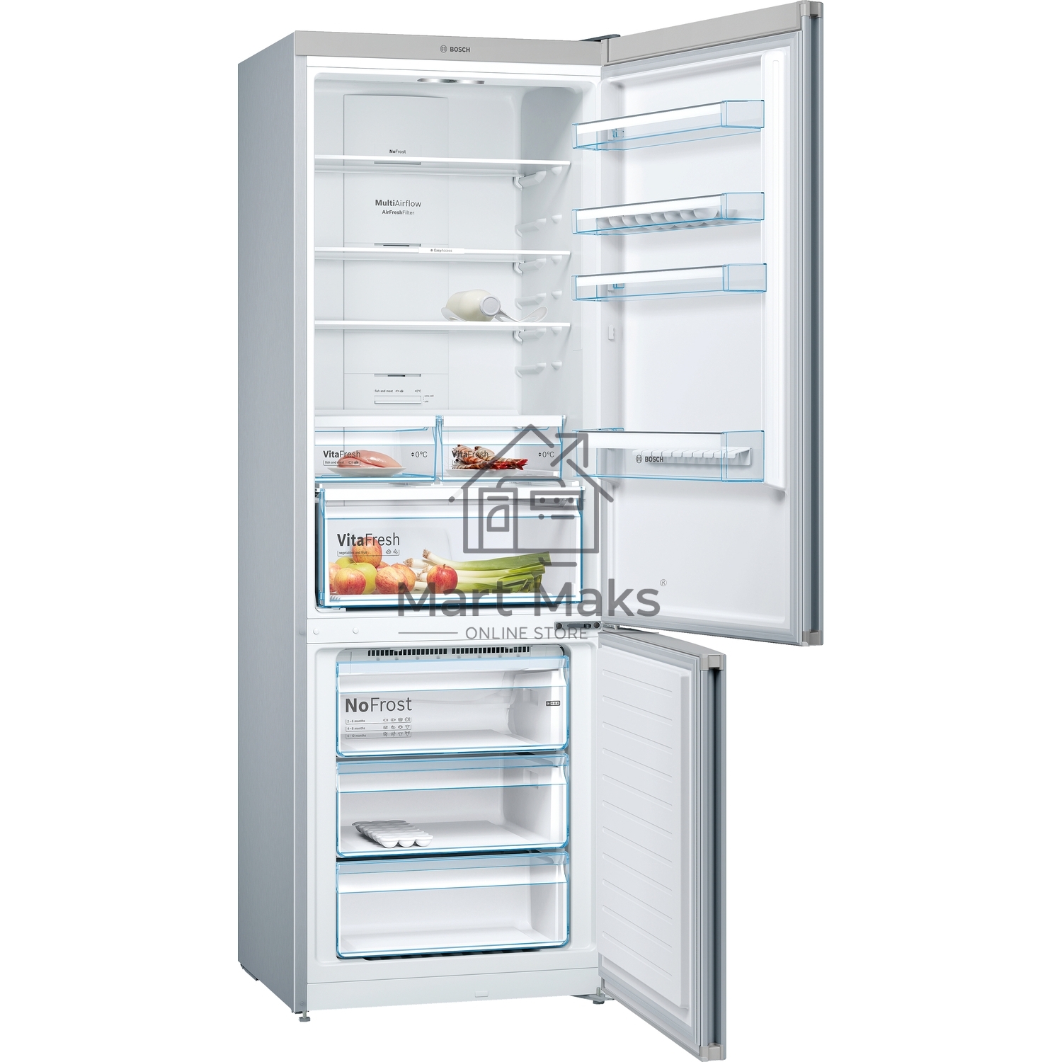 Холодильник Bosch KGN49XL30U нержавеющая сталь двухкамерный 330/105л морозилка снизу, No Frost