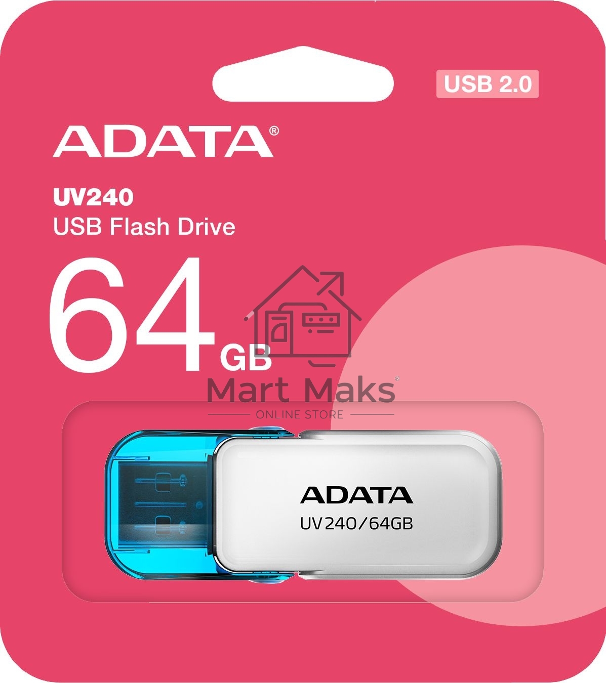 Флешка USB R/W ADATA R/W 64GB AUV240-64G-RWH WHITE