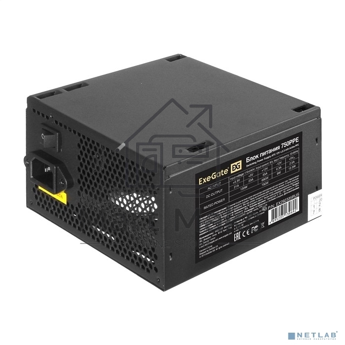 Блок питания ExeGate 750PPE (EX292335RUS), 750Вт, 120мм, черный