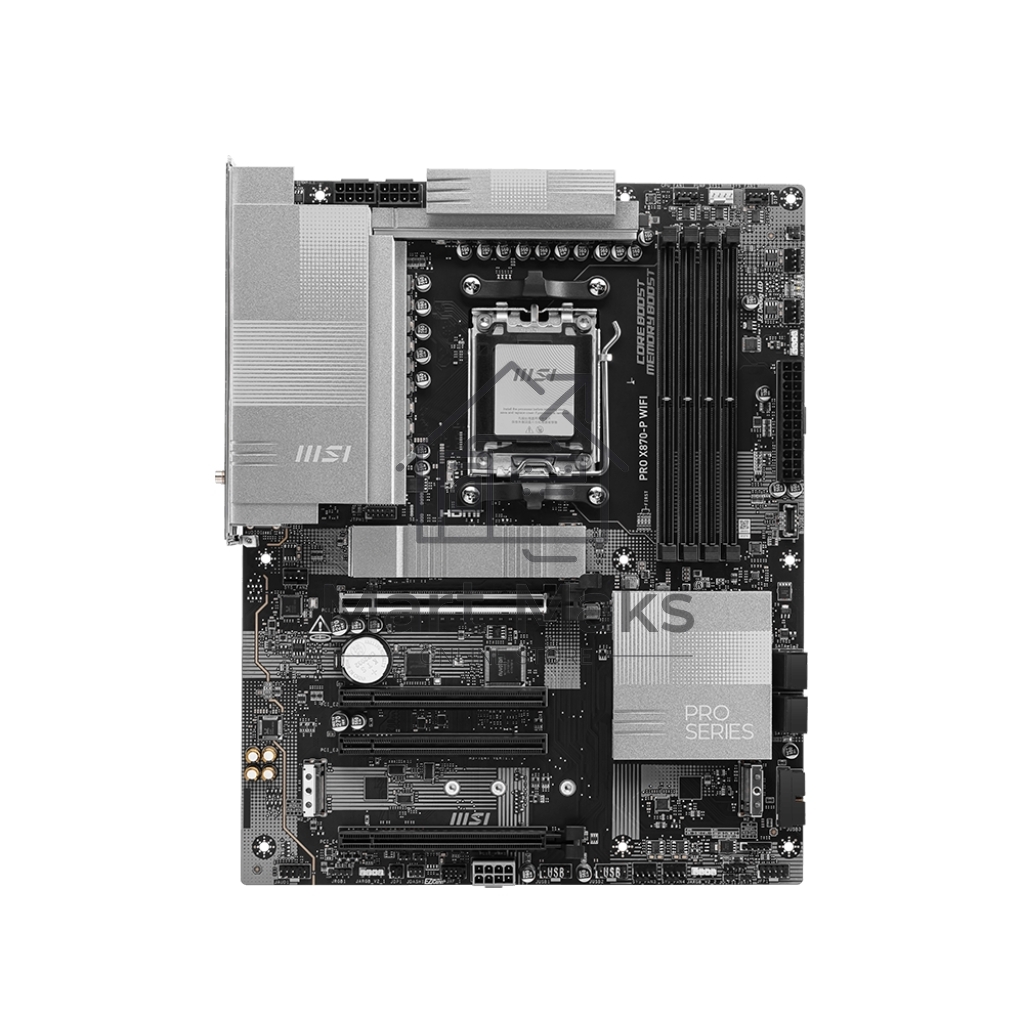 Материнская плата MSI PRO X870-P WIFI, AM5, AMD X870, 4xDDR5, 4xSATA, 3xM.2, 1xPCI-E 5.0 x16, 1xPCI-E 4.0 x16, 2xPCI-E 3.0 x1, 1xHDMI, 1xUSB-C, 1xRJ45 5Gb, 2xUSB-A 3.2 Gen 1, 2xUSB-A 3.2 Gen 2, 4xUSB-A 2.0, 1xUSB-C 3.2 Gen 2x2, 1xUSB4, 3x3.5мм, 7.1, ATX