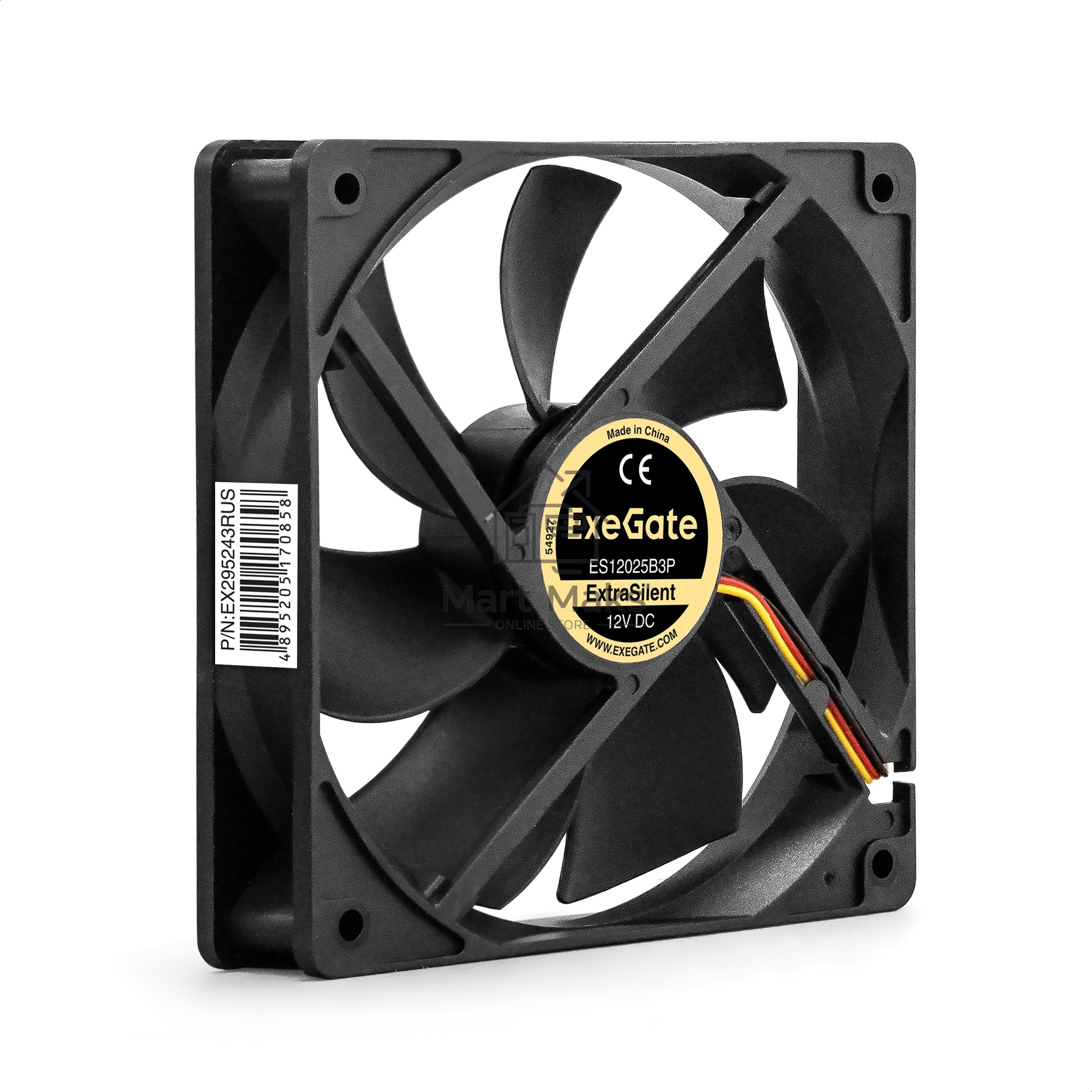 Вентилятор для корпуса ExeGate ExtraPower EP12025B2P черный, 120 мм, 1850 об/мин, 30 дБ, 3 pin
