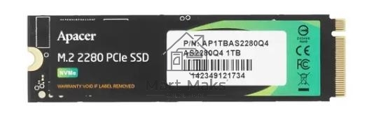Накопитель SSD Apacer AS2280Q4U, 1Tb, M.2 2280, PCIe 4.0 x4, NVMe, R/W 7300/6000, с радиатором