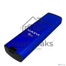 Флешка USB R/W Maxvi MP2 8Gb USB 2.0 blue, монолит с колпачком, ABS пластик + металл