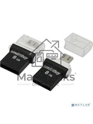 Флешка USB Smartbuy 2.0 8 Gb Smartbuy OTG POKO series черный Флешка USB Smartbuy 2.0 8 Gb Smartbuy OTG POKO series черный