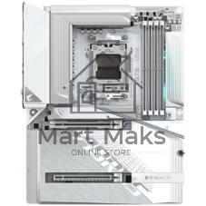 Материнская плата Gigabyte X870 AORUS STEALTH ICE, AM5, AMD X870, 4xDDR5, 2xSATA, 4xM.2, 1xPCIe 5.0 x16, 1xPCIe 4.0 x16, 1xHDMI, 1x5Gb LAN, Wi-Fi 7, Bluetooth 5.4, 2xUSB-C 40Gbps (USB4), 1xUSB-C 10Gbps, 4xUSB-A 10Gbps, 4xUSB-A 5Gbps, 4xUSB-A 2.0, 3x3.5 мм + S/PDIF оптический, 7.1, ATX