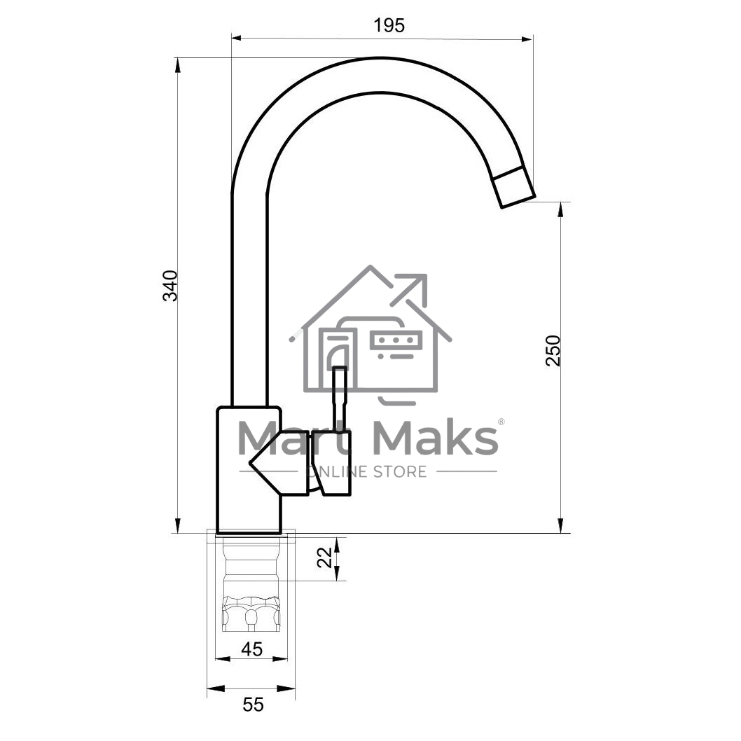 SUS124G-017F Смеситель для кухни, ø35