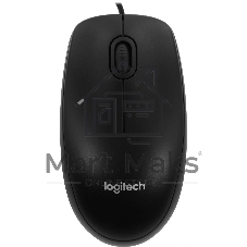 Мышь проводная Logitech B100 черный, 1000 dpi, USB, кнопки - 3
