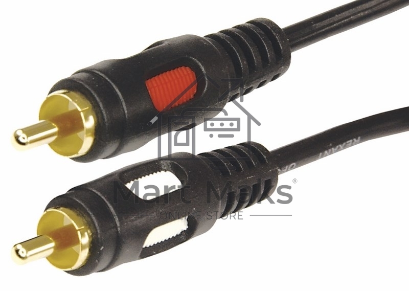 Шнур 2 RCA - 2 RCA, длина 1,5 метра, черный (GOLD) Rexant