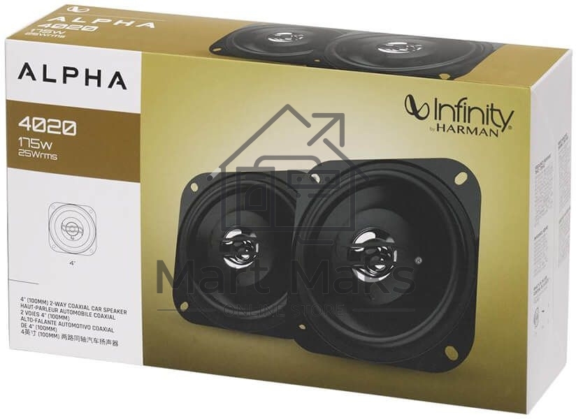Колонки автомобильные Infinity Alpha 4020 (без решетки) 175Вт 88дБ 4Ом 10см (4дюйм) (ком.:2кол.) коаксиальные двухполосные
