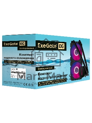 Система водяного охлаждения ExeGate BlackWater-240V2.PWM.RGb черный, 120 мм, алюминий, 2000 об/мин, 22 дБ, 4 pin, 220 Вт