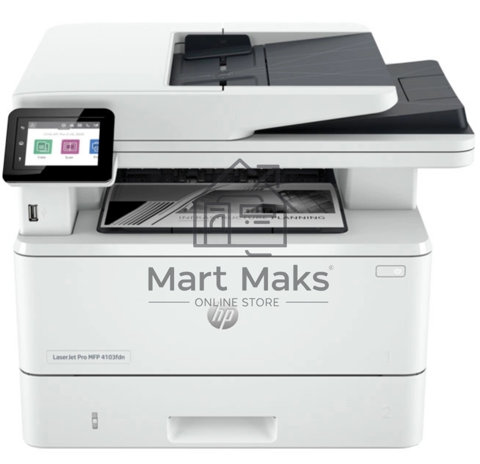 МФУ лазерный HP LaserJet Pro 4103fdn (2Z628A), A4, ч/б, печ. до 40 стр/мин., скан. до 29 стр/мин. (ч/б) 20 стр/мин. (цвет), 1200 x 1200 dpi, USB, RJ-45, Air Print, Mopria