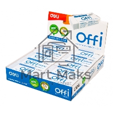 Ластик Deli EH03110 Offi 60x24x12мм ПВХ белый, индивидуальная картонная упаковка