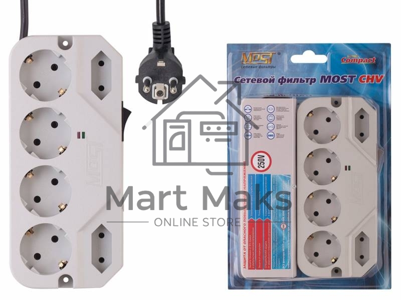 Сетевой фильтр Most СHV 2м (6 розеток) белый (коробка)