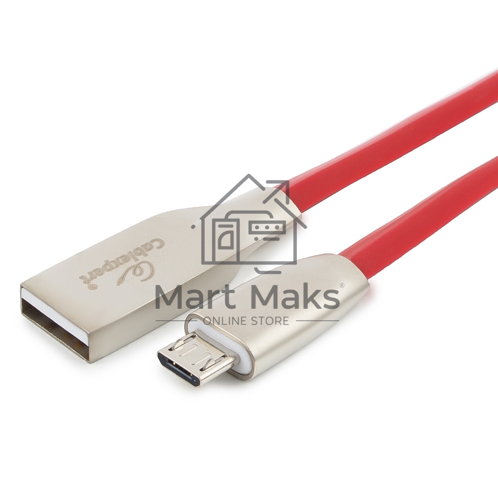 Кабель USB 2.0 Cablexpert CC-G-mUSB01R-1.8M, AM/microB, серия Gold, длина 1.8м, красный, блистер