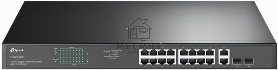 Коммутатор TP-Link TL-SG1218MP 18-портовый гигабитный коммутатор с 16 портами PoE+ SMB