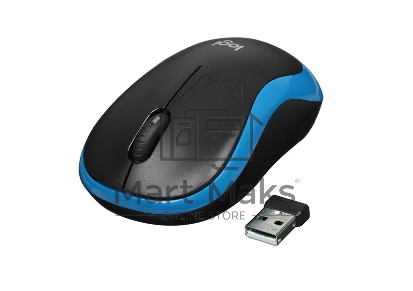 Мышь беспроводная Logitech M185 синий, 1000 dpi, радиоканал, USB, кнопки - 3