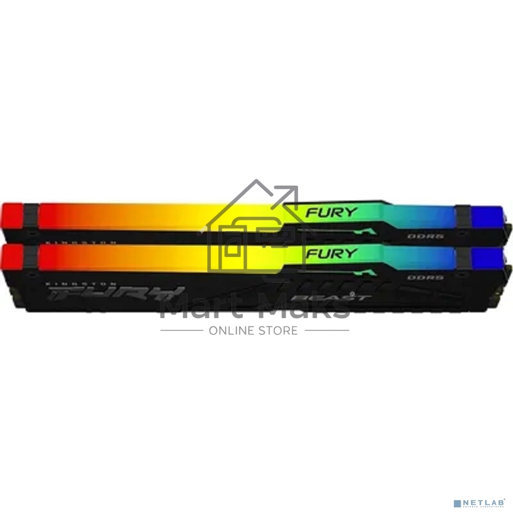 Оперативная память Kingston Fury Beast, DDR5, 16GB (2x8GB), 6000MHz, CL30, DIMM, с радиаторами, RGB, черный