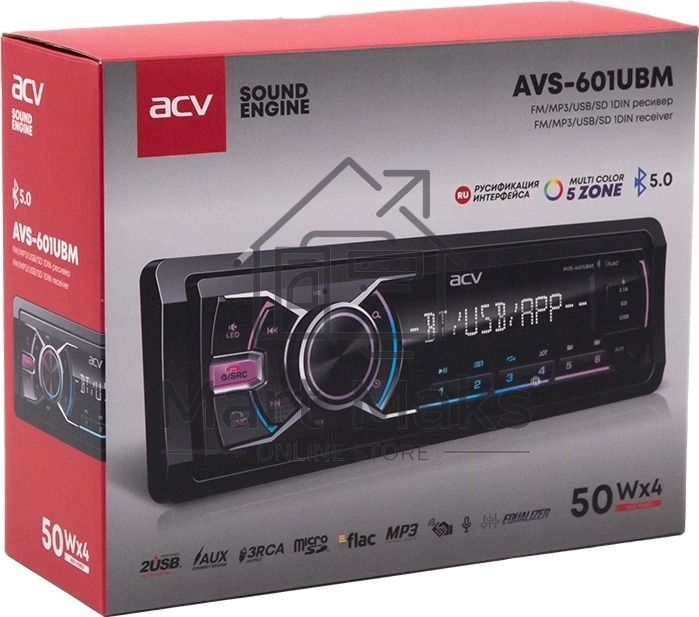 Автомагнитола ACV AVS-601UBM 1DIN 4x50Вт AUX 3 (43340)