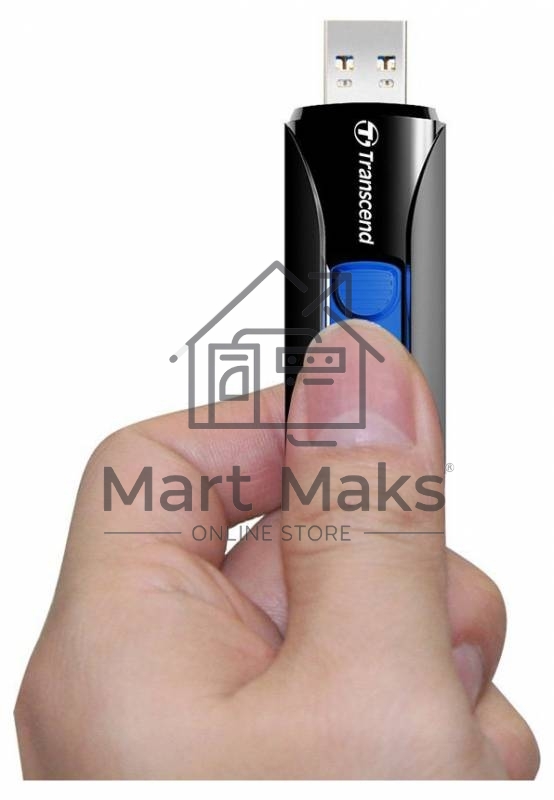 Флешка USB Transcend JetFlash 790 (TS128GJF790K), 128Gb, USB 3.0, R/W 90/40, черный/синий