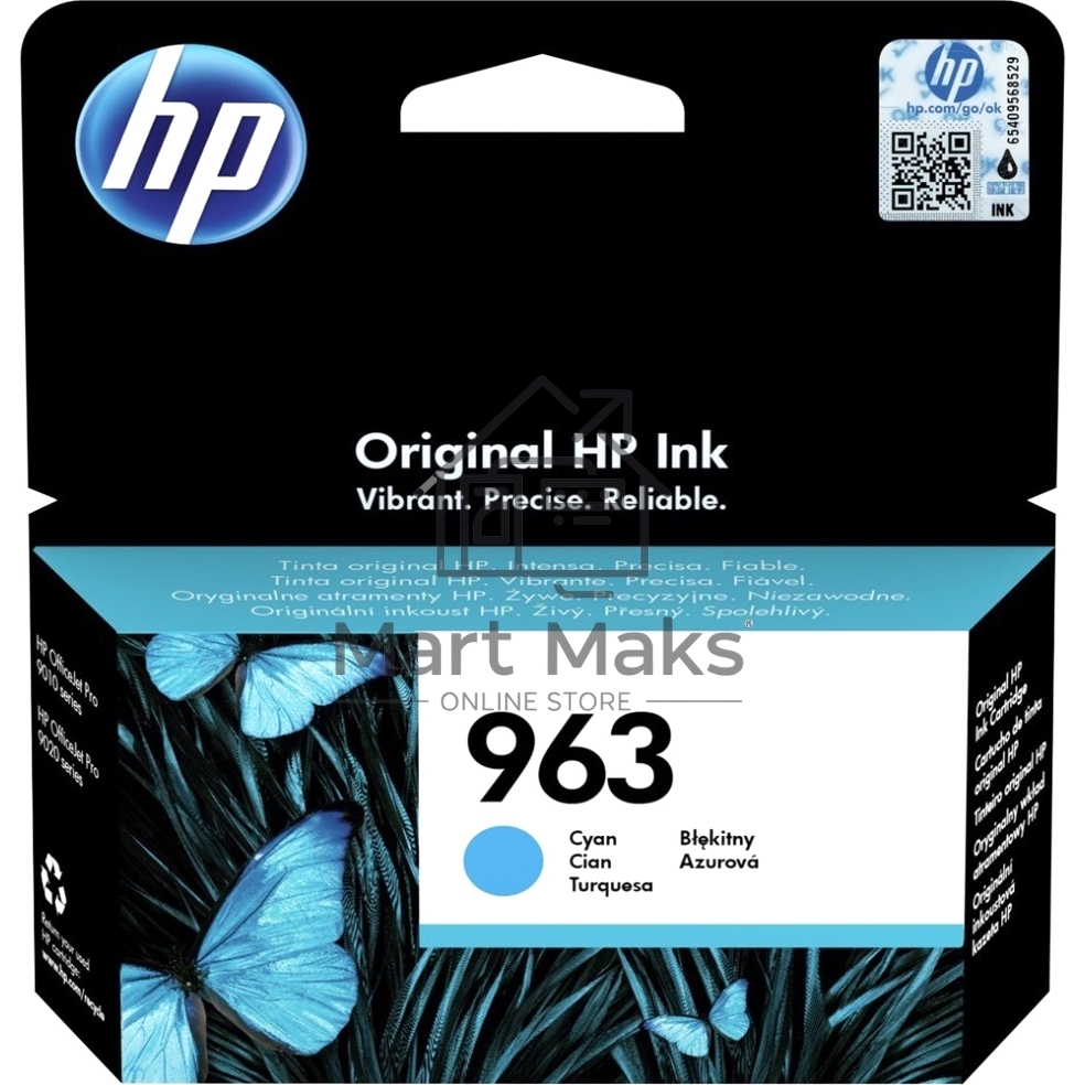 Картридж струйный HP 963 3JA23AE голубой (700 стр) для HP OfficeJet Pro 901x/902x