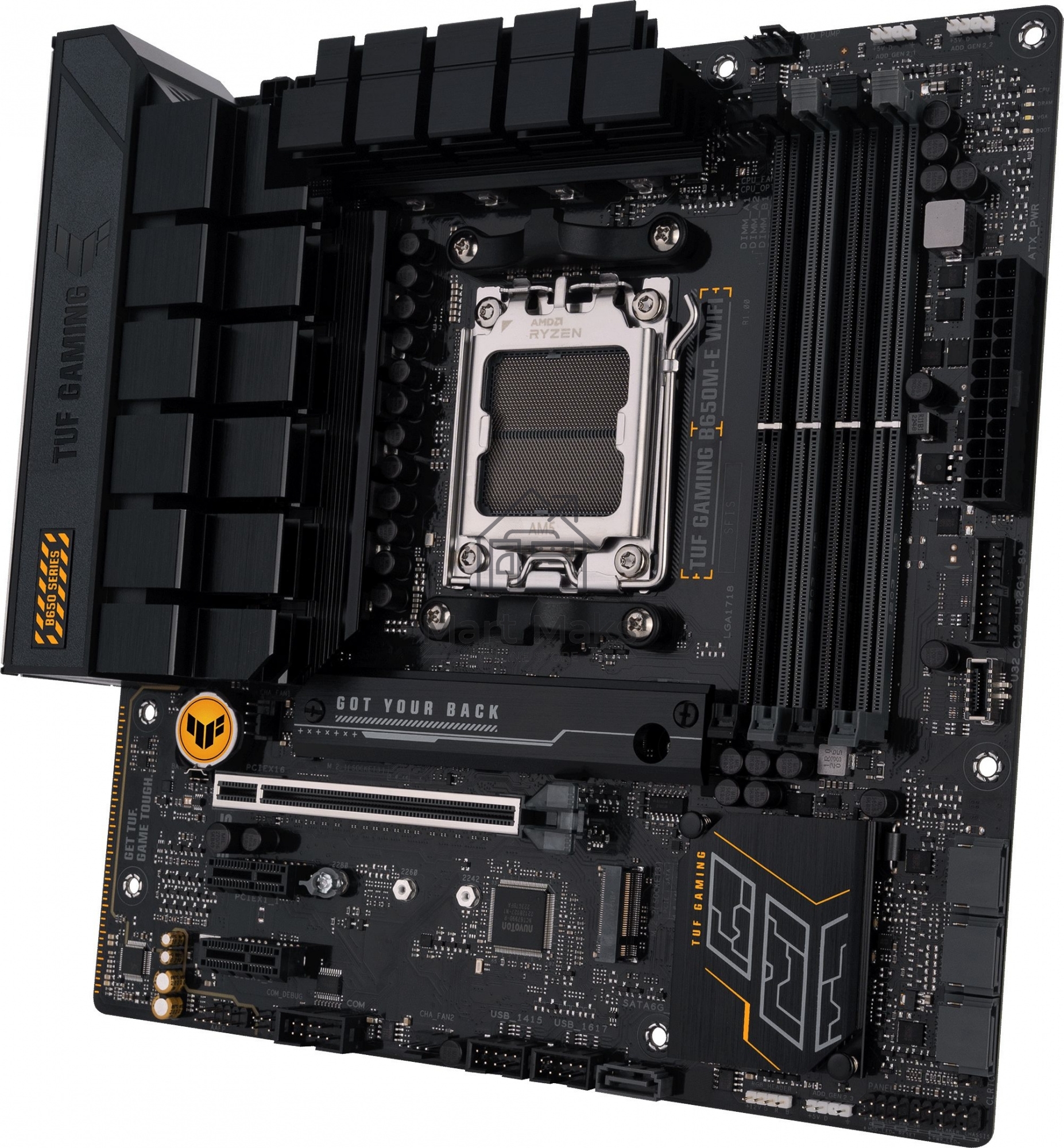 Материнская плата ASUS TUF GAMING B650M-E WIFI, AM5, AMD B650, 4xDDR5, 4xSATA, 2xM.2, 1xPCI-E 4.0 x16, 2xPCI-E x1, 2xDP, 1xHDMI, 1x 2.5Gb LAN, 1xUSB-A 3.2 Gen 2, 2xUSB-A 3.2 Gen 1, 4xUSB 2.0, 1xUSB-C 3.2 Gen 2, 3x3.5 мм, 7.1, Micro-ATX