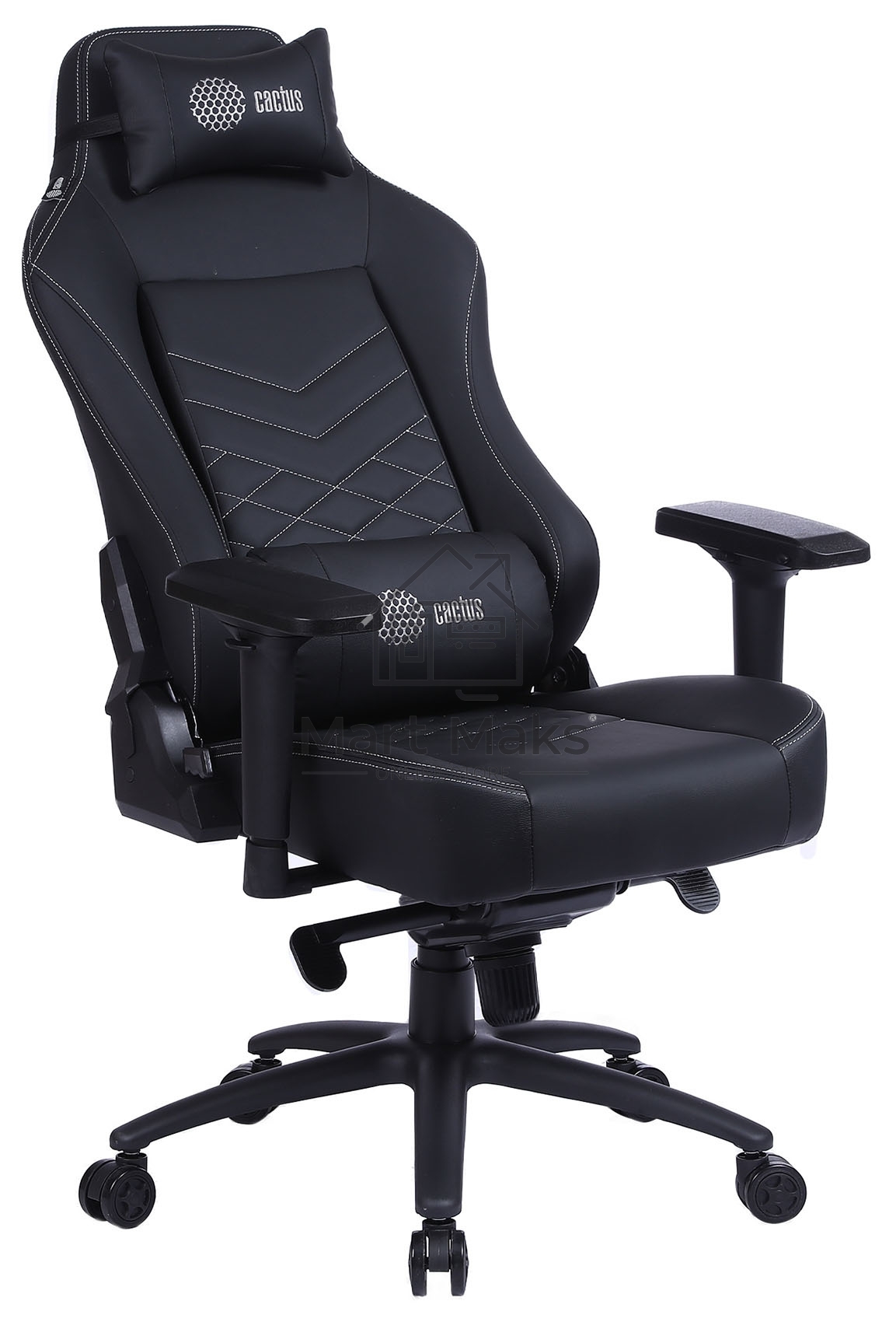 Кресло игровое Cactus CS-CHR-0112BL-M, массажное, с подголовником, черный