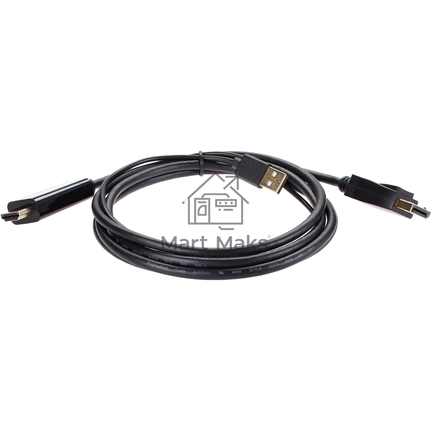 Кабель-переходник HDMI(M) +USB---> DP(M) 4K*60Hz 1.8M, VCOM