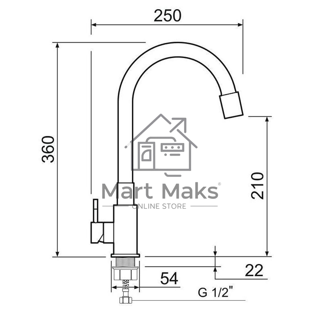 SUS124GY-016F Смеситель для кухни, ø35