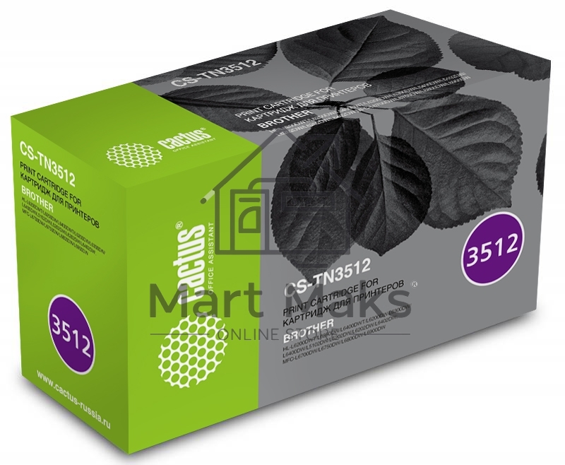 Картридж лазерный Cactus CS-TN3512 черный (12000 стр.) для Brother DCP L6600DWHL/L6250DNHL/L6300DWHL/L6400DWHL/L6400DWTMFC/L6800DWMFC/L6800DWTMFC/L6900DWMFC/L6900DWT