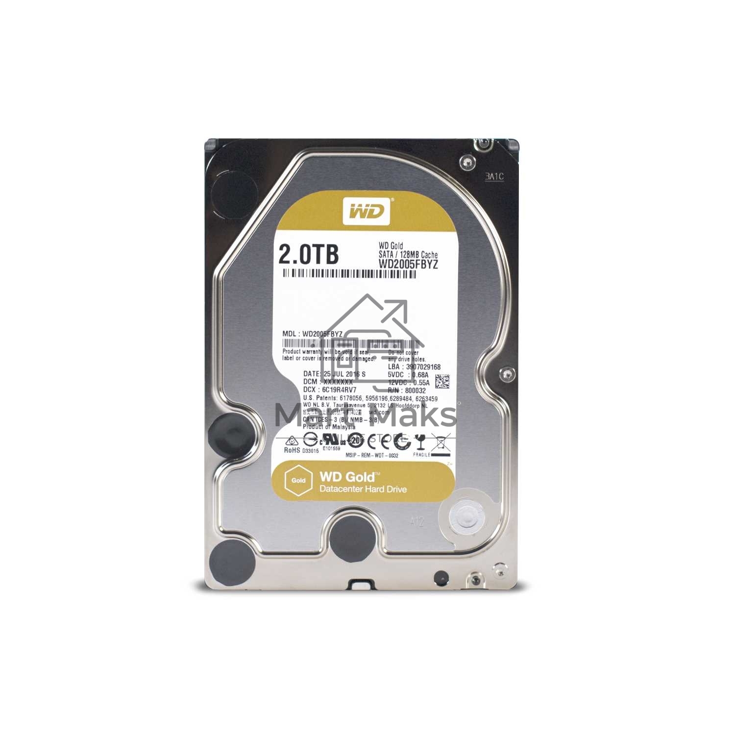 Жесткий диск WD Original SATA-III 2Tb WD2005FBYZ Gold (7200rpm) 128Mb 3.5