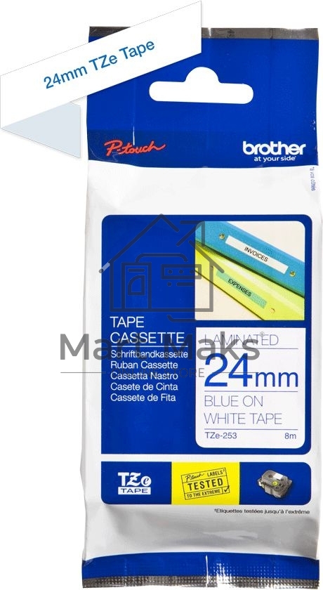 Картридж Brother TZ-E253 24 мм, 8 м, синий шрифт, белый фон, для BROTHER P-Touch