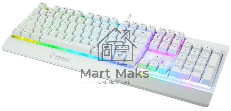 Клавиатура MSI Vigor GK30 белый USB Multimedia for gamer LED (подставка для запястий)