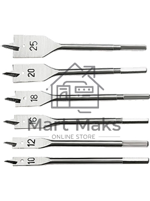 Набор сверл перовых по дереву, 10-12-16-18-20-25 мм, 6 шт. 6-гранный хвостовик Sparta