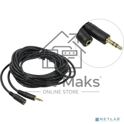 Кабель-удлинитель звуковой Exegate (3.5mm Jack M - 3.5mm Jack F) 5м позолоченные разъемы