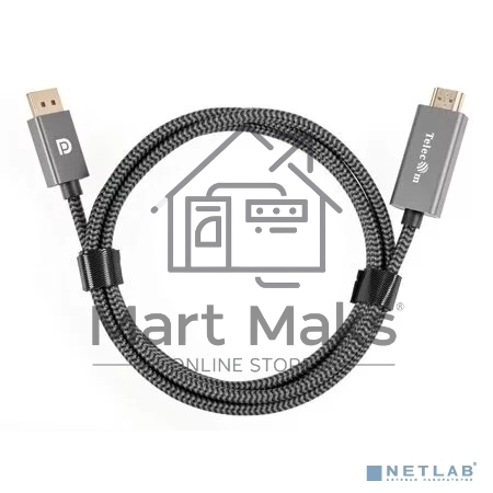 Кабель DisplayPort M-> HDMI M 4K@60Hz 1.8m Telecom,оплетка (TA561M-1.8M)