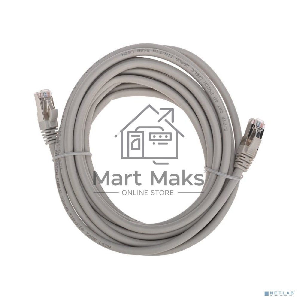 Патч-корд S/FTP Rexant cat.6a (10G), RJ45-RJ45, неэкранированный, 28AWG, LSZH, серый, 5 м