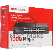 Коммутатор Mercusys MS124GS, 24×1 Гбит/с, неуправляемый