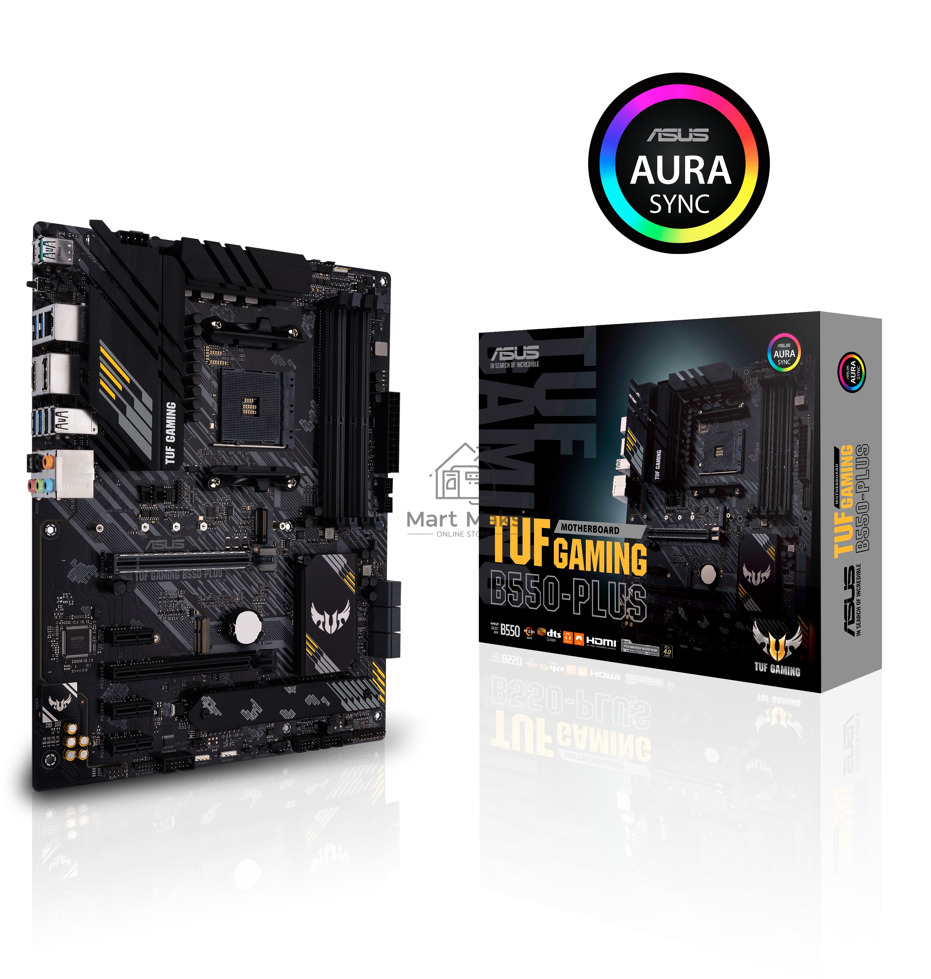 Материнская плата ASUS TUF GAMING B550-PLUS, AM4, AMD B550, 4xDDR4, 6xSATA, 2xM.2, 1xPCIe 4.0 x16, 1xPCIe 3.0 x16, 3xPCIe x1, 1xHDMI, 1xDP, 1x 2.5Gb LAN, 4xUSB-A 3.2 Gen 1, 1xUSB-A 3.2 Gen 2, 2xUSB-A 2.0, 1xUSB-C 3.2 Gen 2, 5x3.5 мм, 7.1, ATX